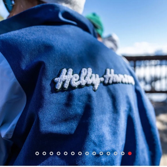 NWT Helly Hansen Apres Ski Varsity Jacket Deep Fjord Denim size medium - Picture 12 of 16